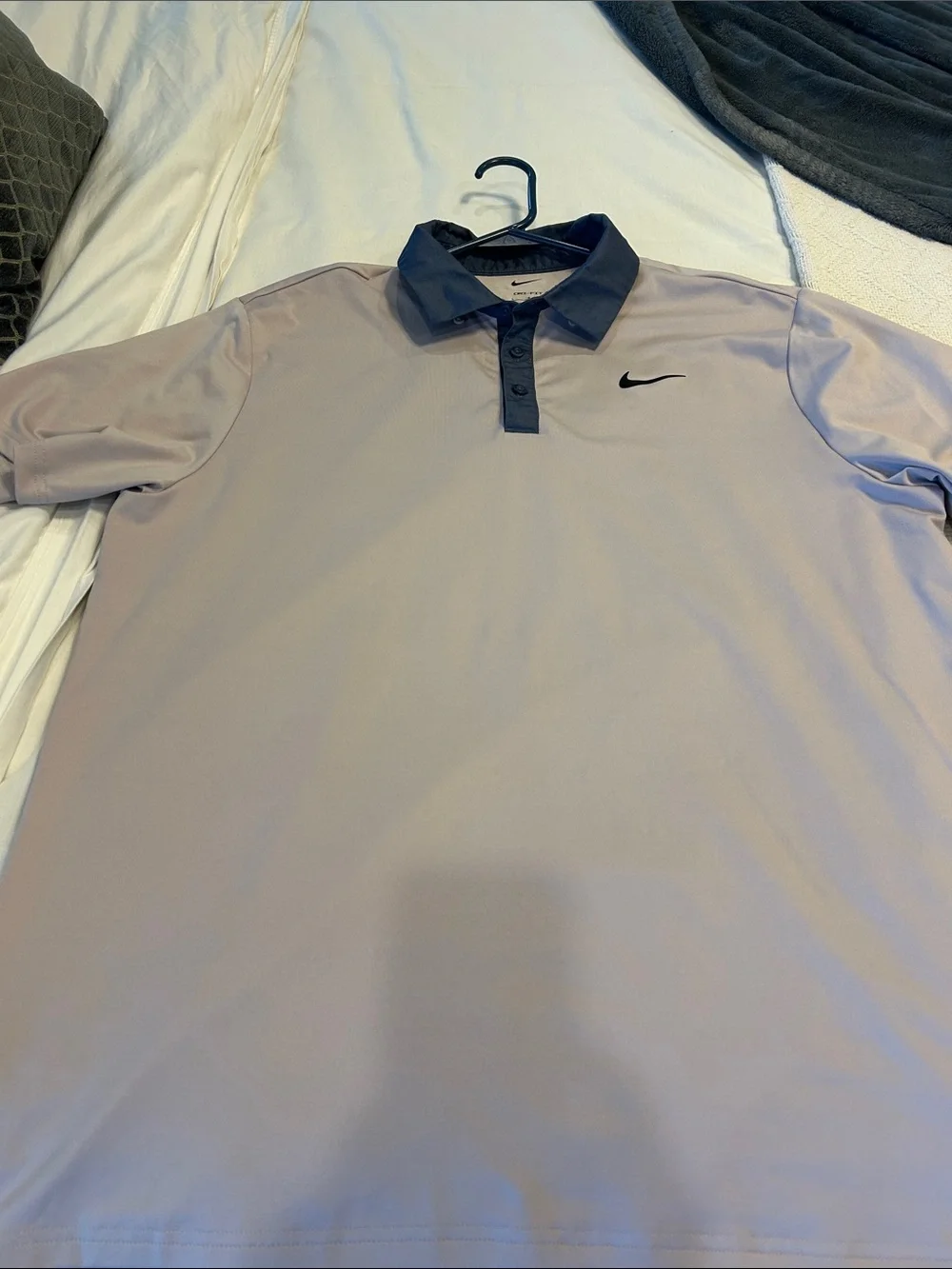 Nike Men’s Polo - Light Pink Body with Dark Gray Collar